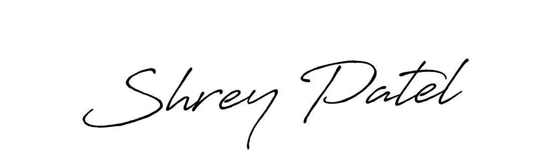 Make a beautiful signature design for name Shrey Patel. With this signature (Antro_Vectra_Bolder) style, you can create a handwritten signature for free. Shrey Patel signature style 7 images and pictures png