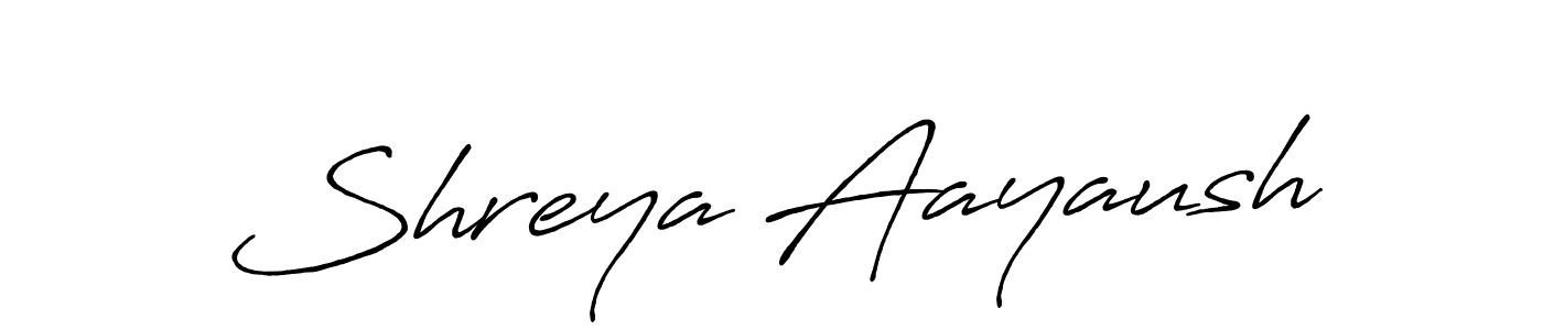 Make a beautiful signature design for name Shreya Aayaush. With this signature (Antro_Vectra_Bolder) style, you can create a handwritten signature for free. Shreya Aayaush signature style 7 images and pictures png