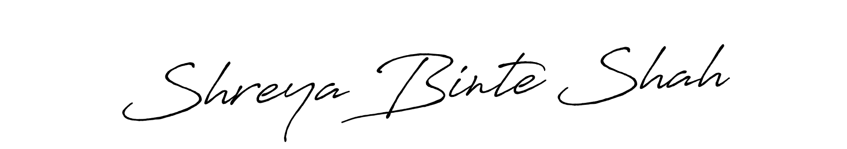 How to make Shreya Binte Shah name signature. Use Antro_Vectra_Bolder style for creating short signs online. This is the latest handwritten sign. Shreya Binte Shah signature style 7 images and pictures png