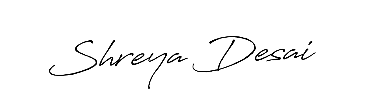 Shreya Desai stylish signature style. Best Handwritten Sign (Antro_Vectra_Bolder) for my name. Handwritten Signature Collection Ideas for my name Shreya Desai. Shreya Desai signature style 7 images and pictures png