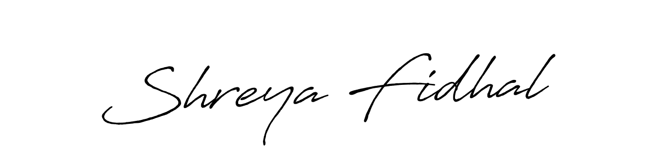 Shreya Fidhal stylish signature style. Best Handwritten Sign (Antro_Vectra_Bolder) for my name. Handwritten Signature Collection Ideas for my name Shreya Fidhal. Shreya Fidhal signature style 7 images and pictures png