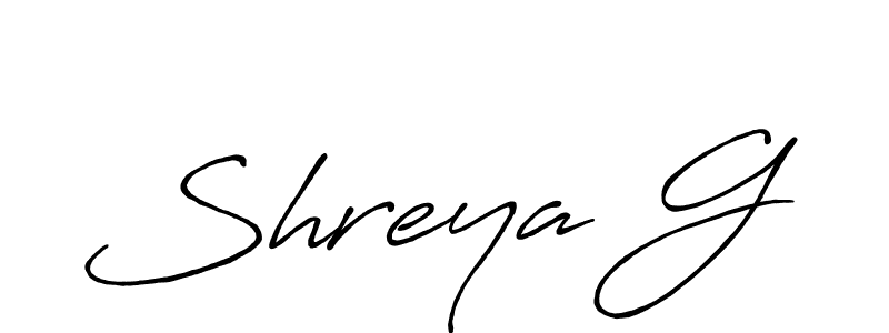 How to make Shreya G name signature. Use Antro_Vectra_Bolder style for creating short signs online. This is the latest handwritten sign. Shreya G signature style 7 images and pictures png