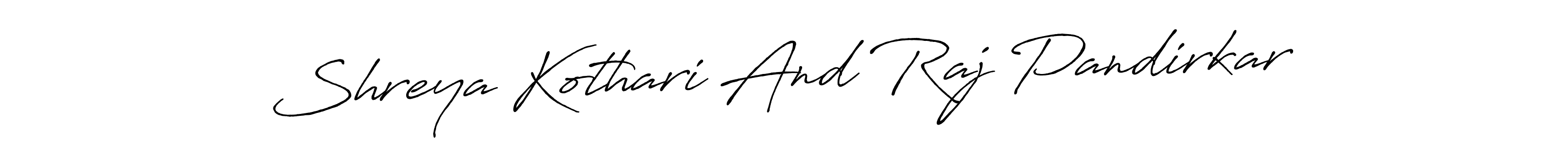 How to make Shreya Kothari And Raj Pandirkar name signature. Use Antro_Vectra_Bolder style for creating short signs online. This is the latest handwritten sign. Shreya Kothari And Raj Pandirkar signature style 7 images and pictures png