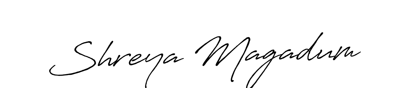 How to make Shreya Magadum signature? Antro_Vectra_Bolder is a professional autograph style. Create handwritten signature for Shreya Magadum name. Shreya Magadum signature style 7 images and pictures png