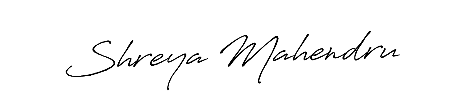 Make a beautiful signature design for name Shreya Mahendru. With this signature (Antro_Vectra_Bolder) style, you can create a handwritten signature for free. Shreya Mahendru signature style 7 images and pictures png