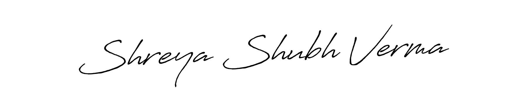 The best way (Antro_Vectra_Bolder) to make a short signature is to pick only two or three words in your name. The name Shreya Shubh Verma include a total of six letters. For converting this name. Shreya Shubh Verma signature style 7 images and pictures png