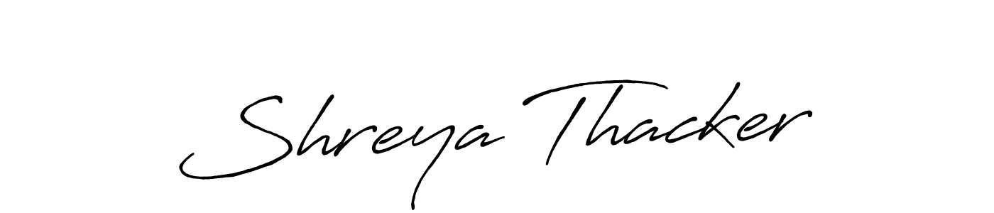 Create a beautiful signature design for name Shreya Thacker. With this signature (Antro_Vectra_Bolder) fonts, you can make a handwritten signature for free. Shreya Thacker signature style 7 images and pictures png