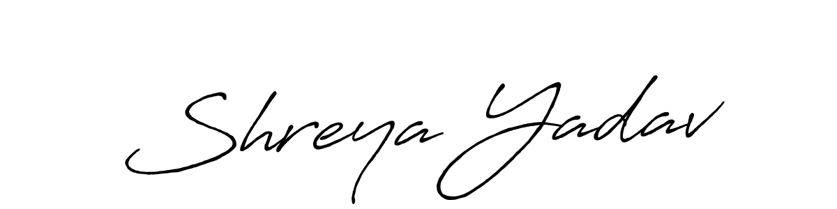 Antro_Vectra_Bolder is a professional signature style that is perfect for those who want to add a touch of class to their signature. It is also a great choice for those who want to make their signature more unique. Get Shreya Yadav name to fancy signature for free. Shreya Yadav signature style 7 images and pictures png