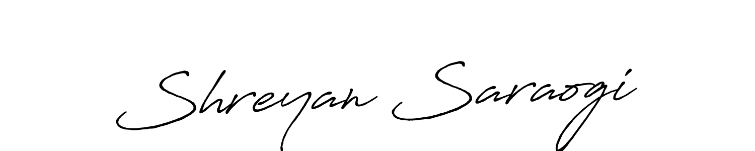 Make a beautiful signature design for name Shreyan Saraogi. With this signature (Antro_Vectra_Bolder) style, you can create a handwritten signature for free. Shreyan Saraogi signature style 7 images and pictures png