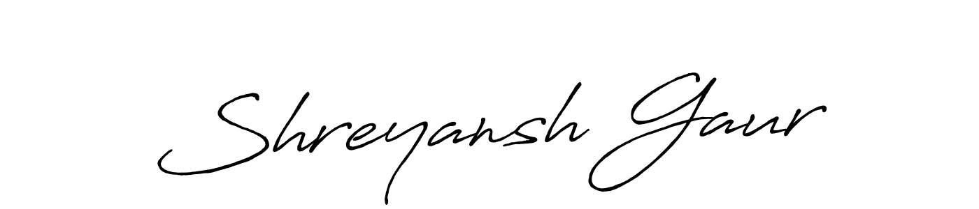 Make a beautiful signature design for name Shreyansh Gaur. With this signature (Antro_Vectra_Bolder) style, you can create a handwritten signature for free. Shreyansh Gaur signature style 7 images and pictures png