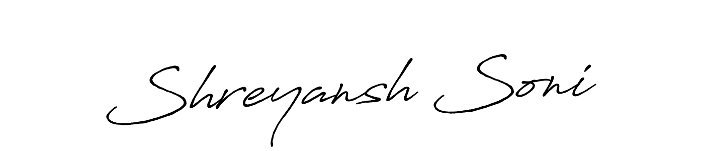 How to make Shreyansh Soni name signature. Use Antro_Vectra_Bolder style for creating short signs online. This is the latest handwritten sign. Shreyansh Soni signature style 7 images and pictures png