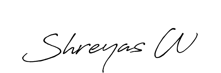 Also we have Shreyas W name is the best signature style. Create professional handwritten signature collection using Antro_Vectra_Bolder autograph style. Shreyas W signature style 7 images and pictures png