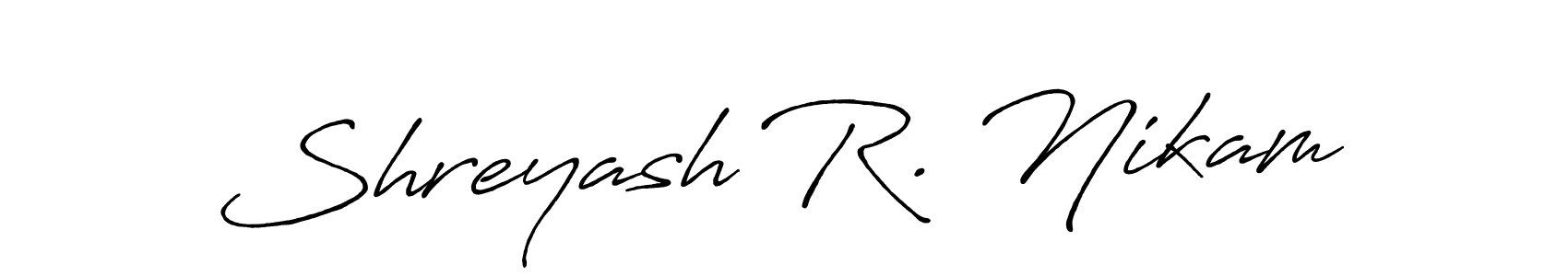 Make a beautiful signature design for name Shreyash R. Nikam. With this signature (Antro_Vectra_Bolder) style, you can create a handwritten signature for free. Shreyash R. Nikam signature style 7 images and pictures png