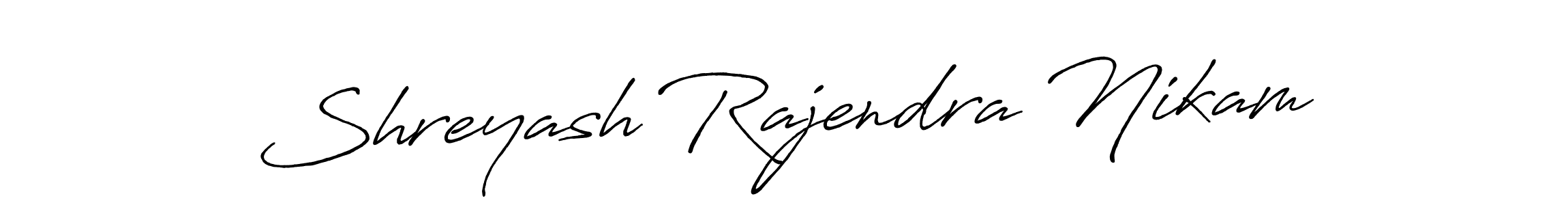 How to make Shreyash Rajendra Nikam name signature. Use Antro_Vectra_Bolder style for creating short signs online. This is the latest handwritten sign. Shreyash Rajendra Nikam signature style 7 images and pictures png