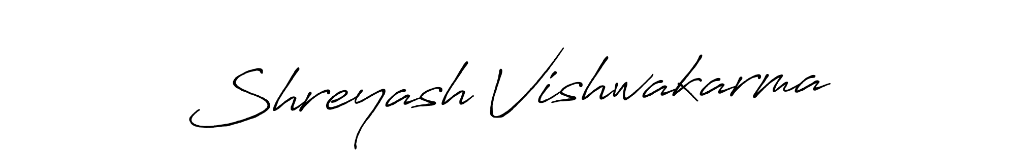Create a beautiful signature design for name Shreyash Vishwakarma. With this signature (Antro_Vectra_Bolder) fonts, you can make a handwritten signature for free. Shreyash Vishwakarma signature style 7 images and pictures png