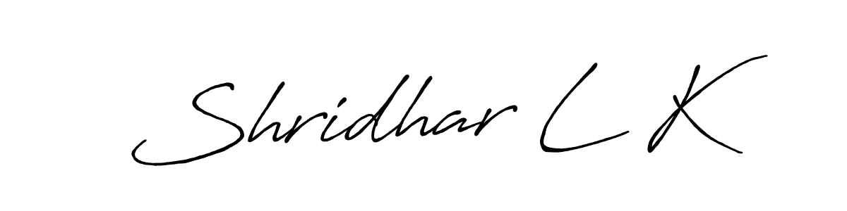 Make a beautiful signature design for name Shridhar L K. With this signature (Antro_Vectra_Bolder) style, you can create a handwritten signature for free. Shridhar L K signature style 7 images and pictures png