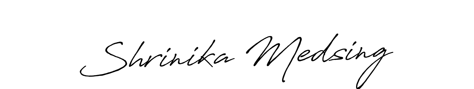 You should practise on your own different ways (Antro_Vectra_Bolder) to write your name (Shrinika Medsing) in signature. don't let someone else do it for you. Shrinika Medsing signature style 7 images and pictures png