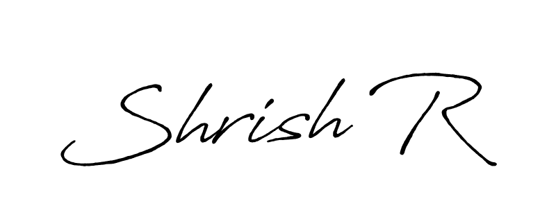 The best way (Antro_Vectra_Bolder) to make a short signature is to pick only two or three words in your name. The name Shrish R include a total of six letters. For converting this name. Shrish R signature style 7 images and pictures png