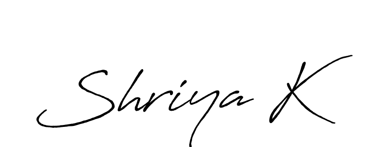 Make a beautiful signature design for name Shriya K. With this signature (Antro_Vectra_Bolder) style, you can create a handwritten signature for free. Shriya K signature style 7 images and pictures png