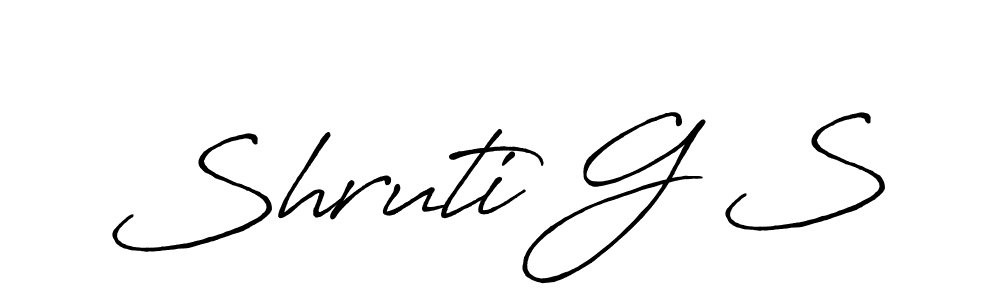 The best way (Antro_Vectra_Bolder) to make a short signature is to pick only two or three words in your name. The name Shruti G S include a total of six letters. For converting this name. Shruti G S signature style 7 images and pictures png