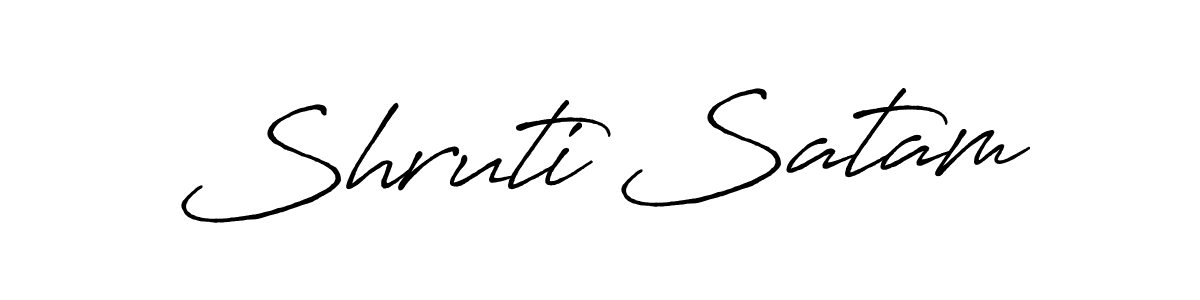 Create a beautiful signature design for name Shruti Satam. With this signature (Antro_Vectra_Bolder) fonts, you can make a handwritten signature for free. Shruti Satam signature style 7 images and pictures png