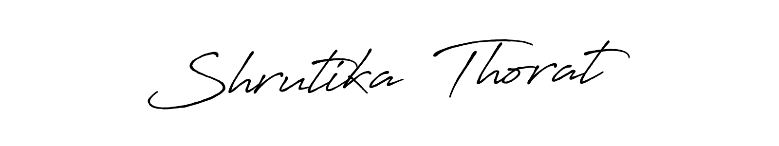 The best way (Antro_Vectra_Bolder) to make a short signature is to pick only two or three words in your name. The name Shrutika  Thorat include a total of six letters. For converting this name. Shrutika  Thorat signature style 7 images and pictures png