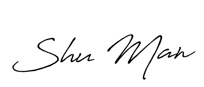 How to make Shu Man name signature. Use Antro_Vectra_Bolder style for creating short signs online. This is the latest handwritten sign. Shu Man signature style 7 images and pictures png