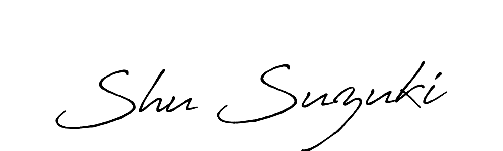 How to make Shu Suzuki name signature. Use Antro_Vectra_Bolder style for creating short signs online. This is the latest handwritten sign. Shu Suzuki signature style 7 images and pictures png