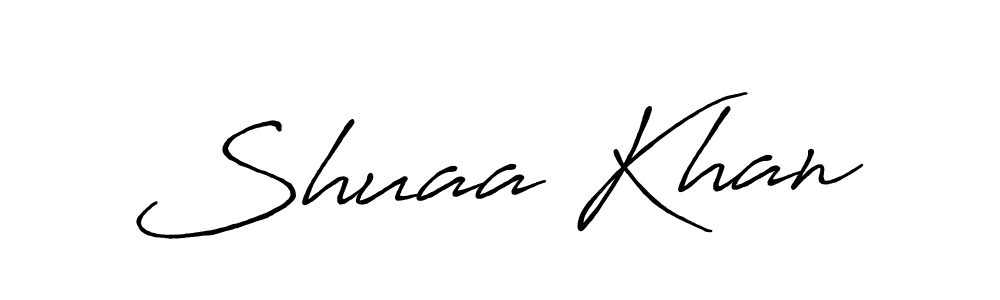 The best way (Antro_Vectra_Bolder) to make a short signature is to pick only two or three words in your name. The name Shuaa Khan include a total of six letters. For converting this name. Shuaa Khan signature style 7 images and pictures png