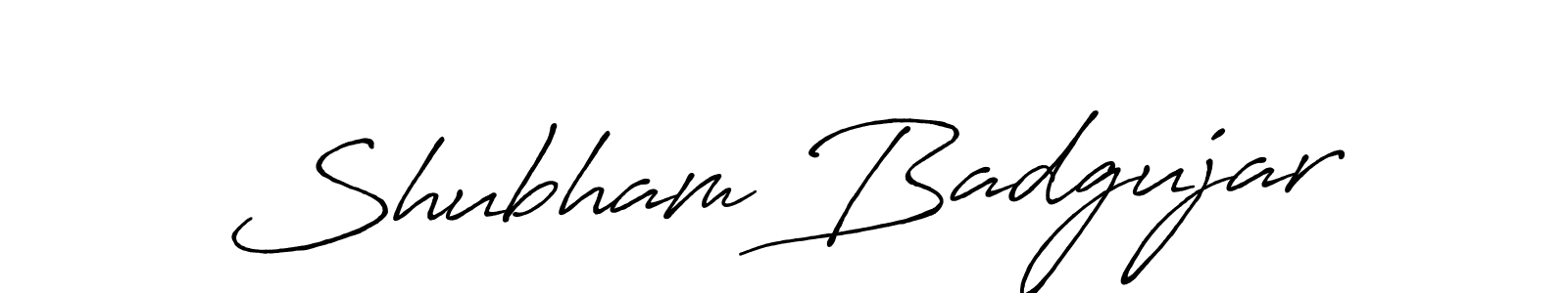 How to make Shubham Badgujar name signature. Use Antro_Vectra_Bolder style for creating short signs online. This is the latest handwritten sign. Shubham Badgujar signature style 7 images and pictures png