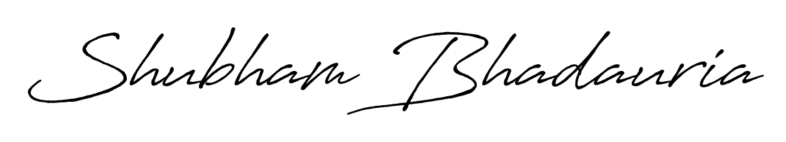 The Antro_Vectra_Bolder typeface gives name Shubham Bhadauria a refined look. Suitable for certificates, diplomas, and official verification. Shubham Bhadauria signature style 7 images and pictures png