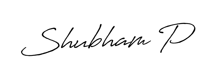 How to make Shubham P name signature. Use Antro_Vectra_Bolder style for creating short signs online. This is the latest handwritten sign. Shubham P signature style 7 images and pictures png