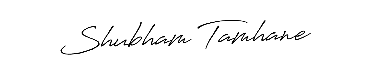 The best way (Antro_Vectra_Bolder) to make a short signature is to pick only two or three words in your name. The name Shubham Tamhane include a total of six letters. For converting this name. Shubham Tamhane signature style 7 images and pictures png