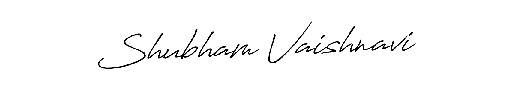 How to make Shubham Vaishnavi name signature. Use Antro_Vectra_Bolder style for creating short signs online. This is the latest handwritten sign. Shubham Vaishnavi signature style 7 images and pictures png
