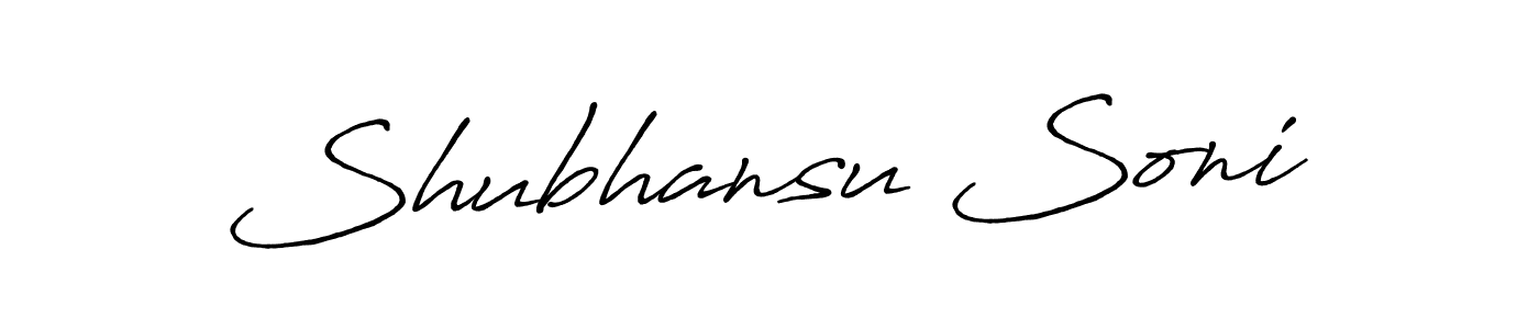 This is the best signature style for the Shubhansu Soni name. Also you like these signature font (Antro_Vectra_Bolder). Mix name signature. Shubhansu Soni signature style 7 images and pictures png