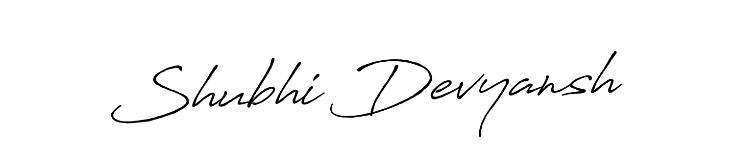 Make a beautiful signature design for name Shubhi Devyansh. With this signature (Antro_Vectra_Bolder) style, you can create a handwritten signature for free. Shubhi Devyansh signature style 7 images and pictures png