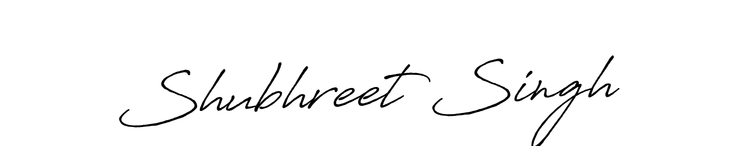 How to make Shubhreet Singh name signature. Use Antro_Vectra_Bolder style for creating short signs online. This is the latest handwritten sign. Shubhreet Singh signature style 7 images and pictures png