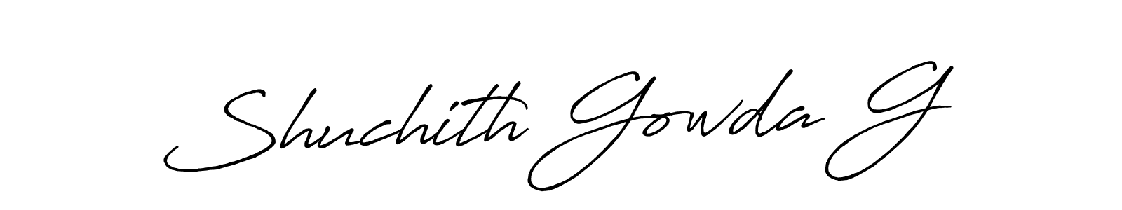 This is the best signature style for the Shuchith Gowda G name. Also you like these signature font (Antro_Vectra_Bolder). Mix name signature. Shuchith Gowda G signature style 7 images and pictures png