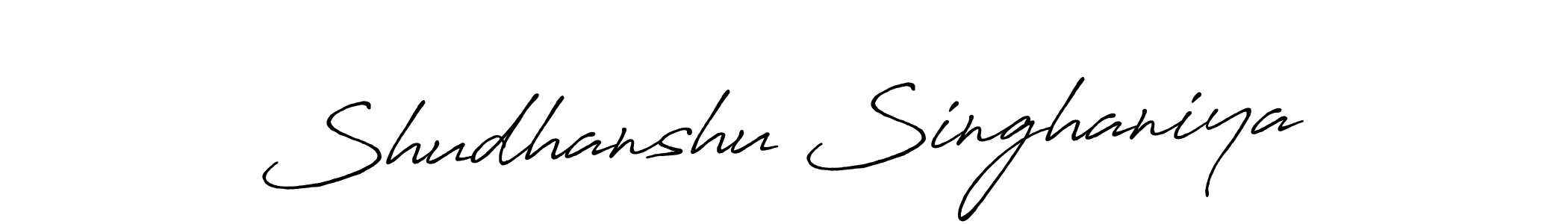 Make a beautiful signature design for name Shudhanshu Singhaniya. With this signature (Antro_Vectra_Bolder) style, you can create a handwritten signature for free. Shudhanshu Singhaniya signature style 7 images and pictures png