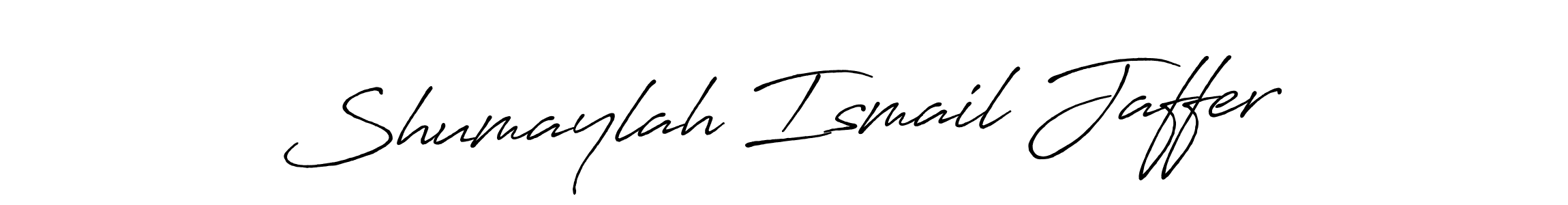 Create a beautiful signature design for name Shumaylah Ismail Jaffer. With this signature (Antro_Vectra_Bolder) fonts, you can make a handwritten signature for free. Shumaylah Ismail Jaffer signature style 7 images and pictures png