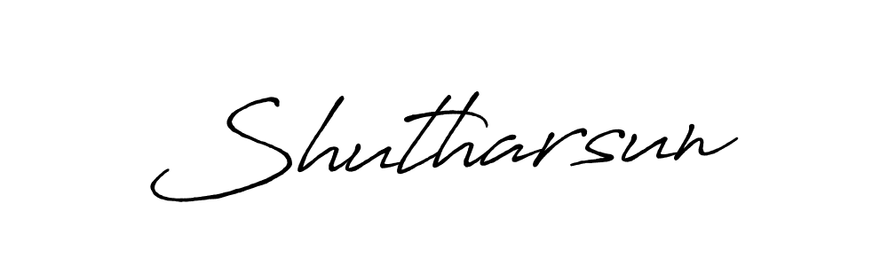 if you are searching for the best signature style for your name Shutharsun. so please give up your signature search. here we have designed multiple signature styles  using Antro_Vectra_Bolder. Shutharsun signature style 7 images and pictures png