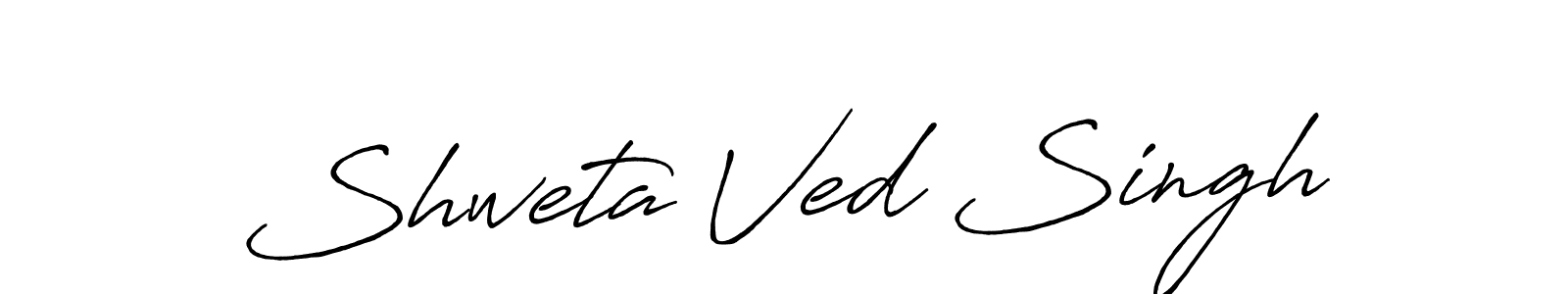 You should practise on your own different ways (Antro_Vectra_Bolder) to write your name (Shweta Ved Singh) in signature. don't let someone else do it for you. Shweta Ved Singh signature style 7 images and pictures png