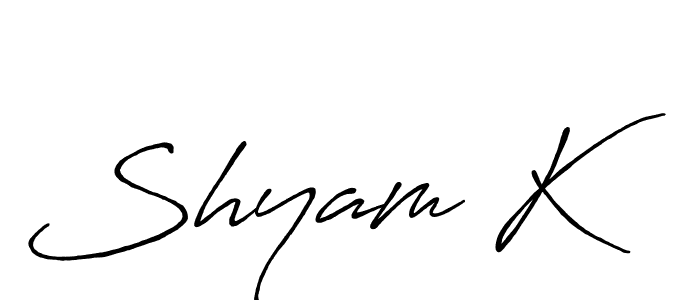 Make a beautiful signature design for name Shyam K. With this signature (Antro_Vectra_Bolder) style, you can create a handwritten signature for free. Shyam K signature style 7 images and pictures png