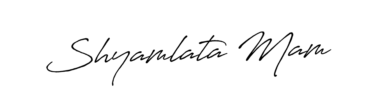 The best way (Antro_Vectra_Bolder) to make a short signature is to pick only two or three words in your name. The name Shyamlata Mam include a total of six letters. For converting this name. Shyamlata Mam signature style 7 images and pictures png