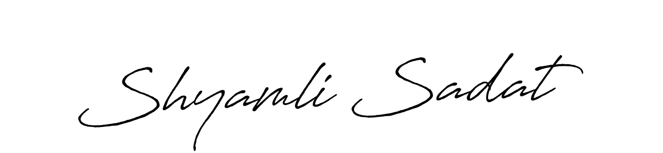The best way (Antro_Vectra_Bolder) to make a short signature is to pick only two or three words in your name. The name Shyamli Sadat include a total of six letters. For converting this name. Shyamli Sadat signature style 7 images and pictures png
