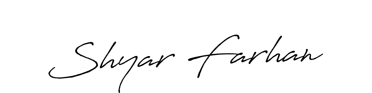 Make a beautiful signature design for name Shyar Farhan. With this signature (Antro_Vectra_Bolder) style, you can create a handwritten signature for free. Shyar Farhan signature style 7 images and pictures png