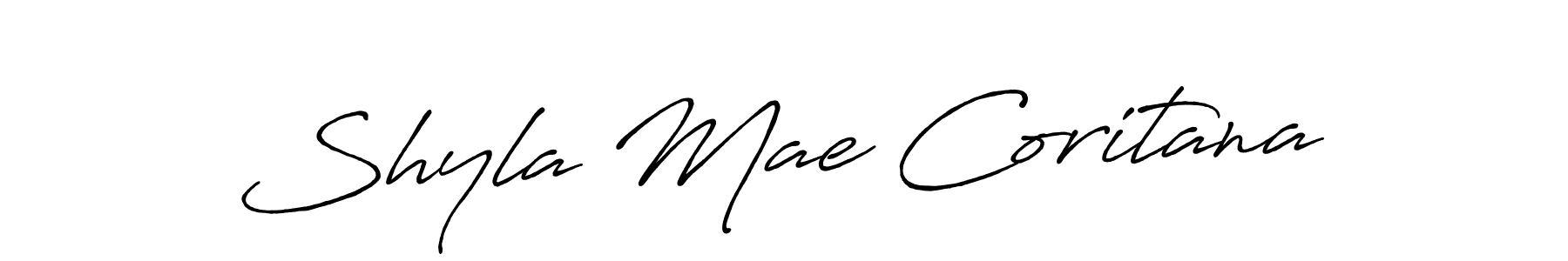 Make a beautiful signature design for name Shyla Mae Coritana. With this signature (Antro_Vectra_Bolder) style, you can create a handwritten signature for free. Shyla Mae Coritana signature style 7 images and pictures png