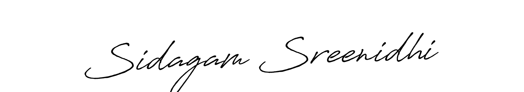 How to make Sidagam Sreenidhi name signature. Use Antro_Vectra_Bolder style for creating short signs online. This is the latest handwritten sign. Sidagam Sreenidhi signature style 7 images and pictures png