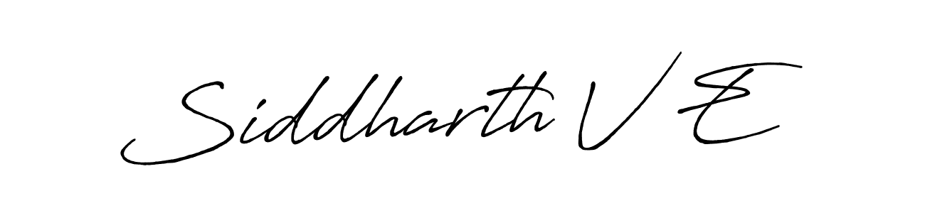 Make a beautiful signature design for name Siddharth V E. With this signature (Antro_Vectra_Bolder) style, you can create a handwritten signature for free. Siddharth V E signature style 7 images and pictures png