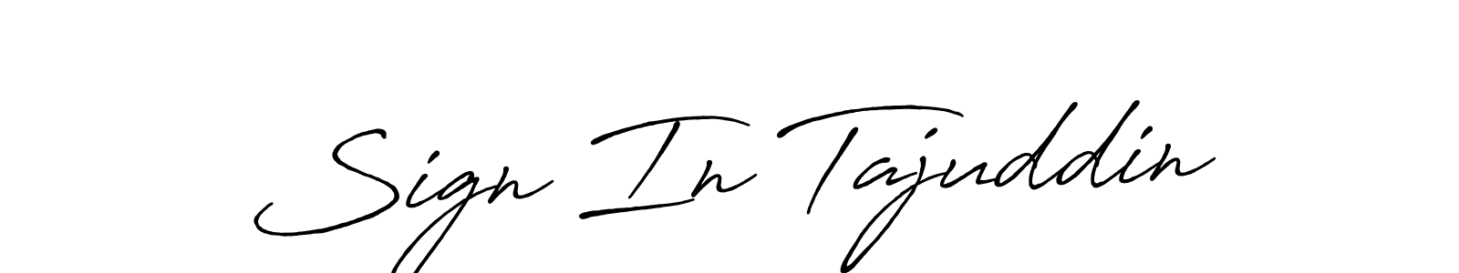 How to make Sign In Tajuddin name signature. Use Antro_Vectra_Bolder style for creating short signs online. This is the latest handwritten sign. Sign In Tajuddin signature style 7 images and pictures png